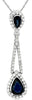 ESTATE 1.52CT DIAMOND & AAA SAPPHIRE 14KT WHITE GOLD TEAR DROP FLOATING PENDANT