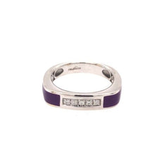 ESTATE .05CT DIAMOND & PURPLE ENAMEL 18K WHITE GOLD 3D CLASSIC 5 STONE FUN RING