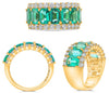 WIDE 4.85CT DIAMOND & AAA EMERALD 18KT YELLOW GOLD 3D EMERALD CUT & ROUND RING