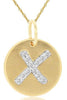 .06CT DIAMOND 14KT YELLOW GOLD LETTER X INITIAL MATTE & SHINY FLOATING PENDANT