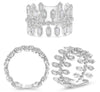 LARGE .94CT DIAMOND 14KT WHITE GOLD ROUND & BAGUETTE MULTI HEXAGON ETERNITY RING