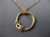.03CT DIAMOND 14KT ROSE GOLD 3D SOLITAIRE LOVE KNOT CIRCLE OF LIFE FUN NECKLACE