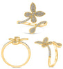 ESTATE WIDE .33CT DIAMOND 14KT YELLOW GOLD 3D BUTTERFLY CRISS CROSS LOVE RING