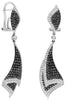 LARGE 3.20CT WHITE & BLACK DIAMOND 14KT WHITE GOLD GEOMETRICAL HANGING EARRINGS