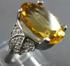 LARGE 5.42CT DIAMOND & AAA YELLOW TOPAZ 14K WHITE GOLD 3D OVAL & ROUND LOVE RING