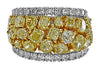 LARGE 5.75CT WHITE & FANCY YELLOW DIAMOND 18KT 2 TONE GOLD 3D ANNIVERSARY RING