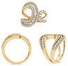 LARGE 1.43CT DIAMOND 14KT YELLOW GOLD ROUND MULTI ROW LOVE KNOT CLASSIC FUN RING