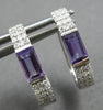 .72CT DIAMOND & AAA AMTHEYST 14K WHITE GOLD EMERALD CUT & ROUND HUGGIE EARRINGS