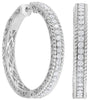ESTATE 1.43CT DIAMOND 18KT WHITE GOLD 3D CLASSIC FILIGREE HOOP HANGING EARRINGS