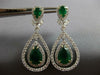 CERTIFIED EXTRA LARGE 11.07CT DIAMOND & AAA COLUMBIAN EMERALD 14KT GOLD EARRINGS