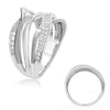 ESTATE .38CT DIAMOND 14KT WHITE GOLD 3D CLASSIC MULTI ROW MULTI LEAF FUN RING