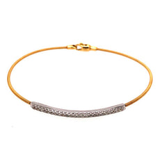 ESTATE .14CT DIAMOND 18KT WHITE AND YELLOW GOLD 3D CLASSIC BAR SNAKE BRACELET
