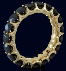 4.41CT BLACK DIAMOND 14KT YELLOW GOLD 3D ROUND ETERNITY WEDDING ANNIVERSARY RING