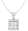 1.0CT DIAMOND 14KT WHITE GOLD ROUND CLASSIC SQUARE 4 STONE FUN FLOATING PENDANT