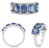 3.53CT DIAMOND & AAA SAPPHIRE PLATINUM 3D ROUND & EMERALD CUT 5 STONE HALO RING