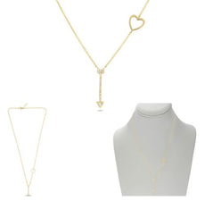 ESTATE .13CT DIAMOND 14KT YELLOW GOLD 3D ROUND ARROW TO YOUR HEART LOVE NECKLACE