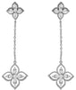 ESTATE .61CT DIAMOND 14KT WHITE GOLD 3D CLASSIC FLOWER FILIGREE HANGING EARRINGS