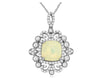 1.97CT DIAMOND & AAA OPAL 14K WHITE GOLD CUSHION & ROUND FLORAL FLOATING PENDANT