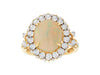 LARGE 3.25CT DIAMOND & AAA OPAL 14KT YELLOW GOLD 3D OVAL & ROUND FLOWER FUN RING