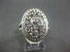 ESTATE LARGE .38CT DIAMOND 14KT WHITE GOLD FILIGREE MILGRAIN OVAL SWIRL FUN RING