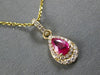 1.29CT DIAMOND & AAA RUBY 14K YELLOW GOLD PEAR SHAPE & ROUND DOUBLE HALO PENDANT
