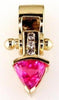 ESTATE .85CT DIAMOND & AAA PINK SAPPHIRE 14K YELLOW GOLD ANCHOR FLOATING PENDANT