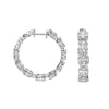 LARGE 4.01CT DIAMOND 18KT WHITE GOLD 3D ROUND & BAGUJETTE HOOP HANGING EARRINGS