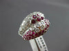 ESTATE LARGE 2.60CT DIAMOND & AAA RUBY 18KT WHITE GOLD DOUBLE FLOWER RING #26574