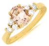 1.32CT DIAMOND & AAA MORGANITE 14K YELLOW GOLD 3D CLASSIC OVAL & ROUND LOVE RING