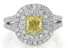 1.89CT WHITE & FANCY YELLOW DIAMOND 18KT 2 TONE GOLD 3D CIRCULAR ENGAGEMENT RING