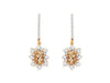 1.42CT DIAMOND & AAA MORGANITE 14KT ROSE GOLD FLOWER LEVERBACK HANGING EARRINGS