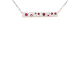 .44CT DIAMOND & AAA RUBY 18K WHITE GOLD RECTANGULAR BAR ETOILE LOVE FUN NECKLACE