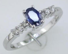 .64CT DIAMOND & AAA SAPPHIRE 14KT WHITE GOLD OVAL & ROUND FRIENDSHIP LOVE RING