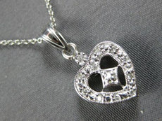 .70CT DIAMOND 14KT WHITE GOLD 3D FILIGREE MILGRAIN HEART FLOATING PENDANT #27668