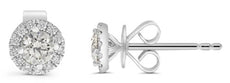 .50CT DIAMOND 14KT WHITE GOLD ROUND CLASSIC SOLITAIRE HALO MARTINI STUD EARRINGS