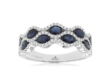 2.11CT DIAMOND & AAA SAPPHIRE 14KT WHITE GOLD 3D OVAL & ROUND ANNIVERSARY RING
