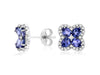 1.65CT DIAMOND & AAA TANZANITE 14KT WHITE GOLD OVAL 4 LEAF CLOVER STUD EARRINGS