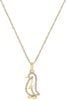 ESTATE .10CT DIAMOND 14KT YELLOW GOLD CLASSIC HAPPY PENGUIN FUN FLOATING PENDANT