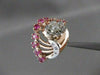 ANTIQUE 1.69CT OLD MINE DIAMOND RUBY 14K W ROSE GOLD FLOWER COCKTAIL RING #21009