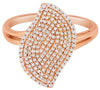 ESTATE WIDE .46CT DIAMOND 14KT ROSE GOLD 3D CLASSIC LEAF LOVE RING