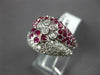 ESTATE LARGE 2.60CT DIAMOND & AAA RUBY 18KT WHITE GOLD DOUBLE FLOWER RING #26574