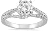 ESTATE 1.01CT DIAMOND 14K WHITE GOLD ROUND LOVE KNOT CRISS CROSS ENGAGEMENT RING