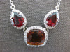 LARGE & LONG 16.10CT DIAMOND & AAA CITRINE & GARNET 14K WHITE GOLD HALO NECKLACE