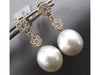 ESTATE LARGE .79CT DIAMOND & AAA SOUTH SEA PEARL 18KT YELLOW GOLD 3D HANGING EARRINGS