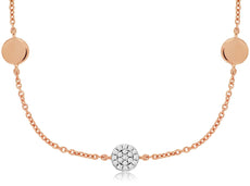 .17CT DIAMOND 14K ROSE GOLD 3D CLUSTER FLOWER BY THE YARD MATTE & SHINY NECKLACE