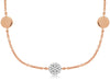 .17CT DIAMOND 14K ROSE GOLD 3D CLUSTER FLOWER BY THE YARD MATTE & SHINY NECKLACE
