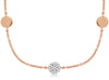 .17CT DIAMOND 14K ROSE GOLD 3D CLUSTER FLOWER BY THE YARD MATTE & SHINY NECKLACE