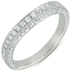 .58CT DIAMOND 14K WHITE GOLD 3D CLASSIC ROUND FILIGREE MILGRAIN ANNIVERSARY RING