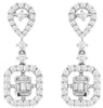 .66CT DIAMOND 14KT WHITE GOLD CLUSTER SQUARE OCTAGON TEAR DROP HANGING EARRINGS