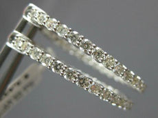 1.50CT DIAMOND 14KT WHITE GOLD CLASSIC 2MM INSIDE OUT OVAL HOOP HANGING EARRINGS